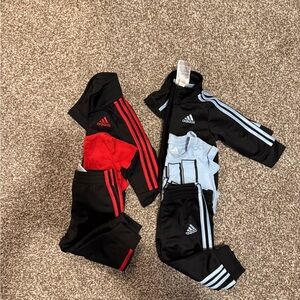 Adidas Kids Black and Red Joggers